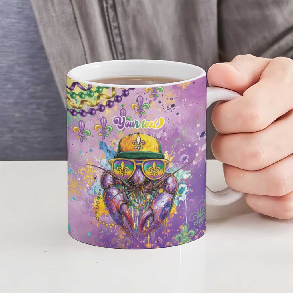Mardi Gras Crawfish Personalized Ceramic Mug NOLA Fat Tuesday Drip Art - Wonder Print Shop