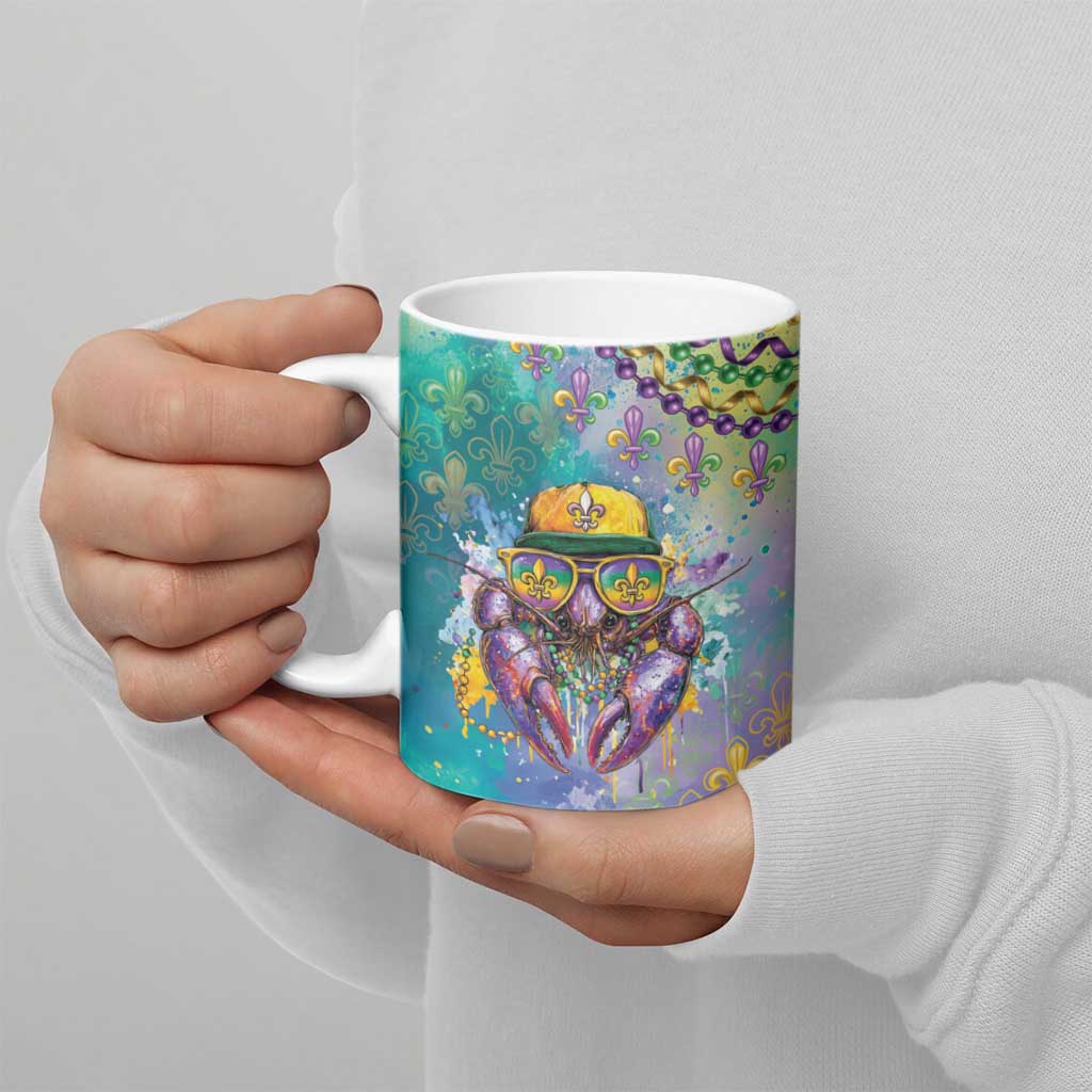 Mardi Gras Crawfish Personalized Ceramic Mug NOLA Fat Tuesday Drip Art - Wonder Print Shop