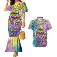 Mardi Gras Crawfish Personalized Couples Matching Mermaid Dress and Hawaiian Shirt NOLA Fat Tuesday Drip Art - Wonder Print Shop