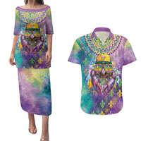 Mardi Gras Crawfish Personalized Couples Matching Puletasi and Hawaiian Shirt NOLA Fat Tuesday Drip Art - Wonder Print Shop