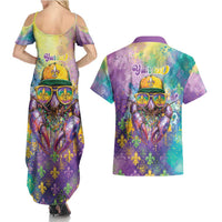 Mardi Gras Crawfish Personalized Couples Matching Summer Maxi Dress and Hawaiian Shirt NOLA Fat Tuesday Drip Art - Wonder Print Shop