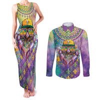 Mardi Gras Crawfish Personalized Couples Matching Tank Maxi Dress and Long Sleeve Button Shirt NOLA Fat Tuesday Drip Art - Wonder Print Shop