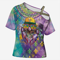 Mardi Gras Crawfish Personalized Cross Shoulder Shirt NOLA Fat Tuesday Drip Art - Wonder Print Shop