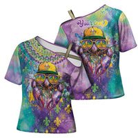 Mardi Gras Crawfish Personalized Cross Shoulder Shirt NOLA Fat Tuesday Drip Art - Wonder Print Shop