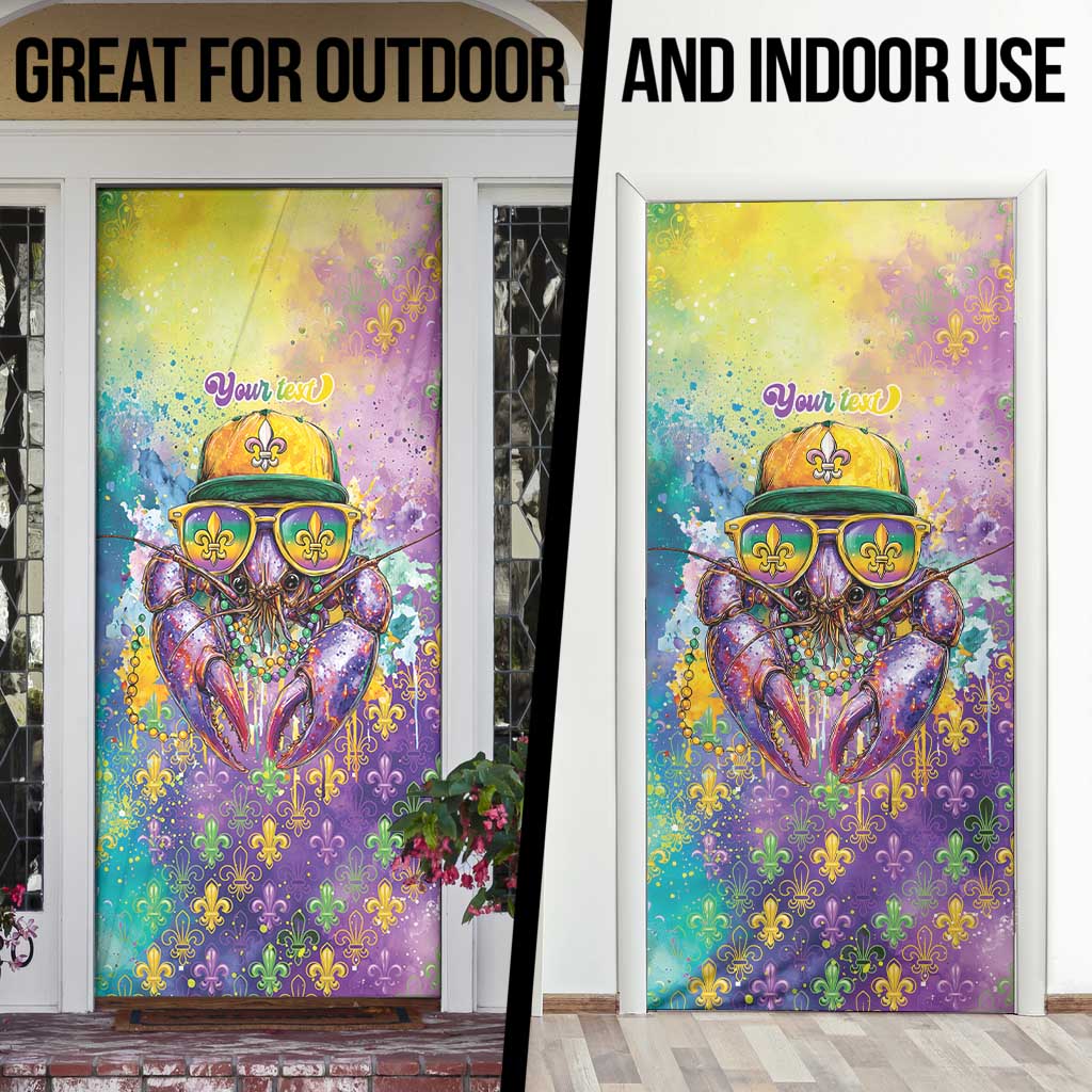 Mardi Gras Crawfish Personalized Door Cover NOLA Fat Tuesday Drip Art - Wonder Print Shop