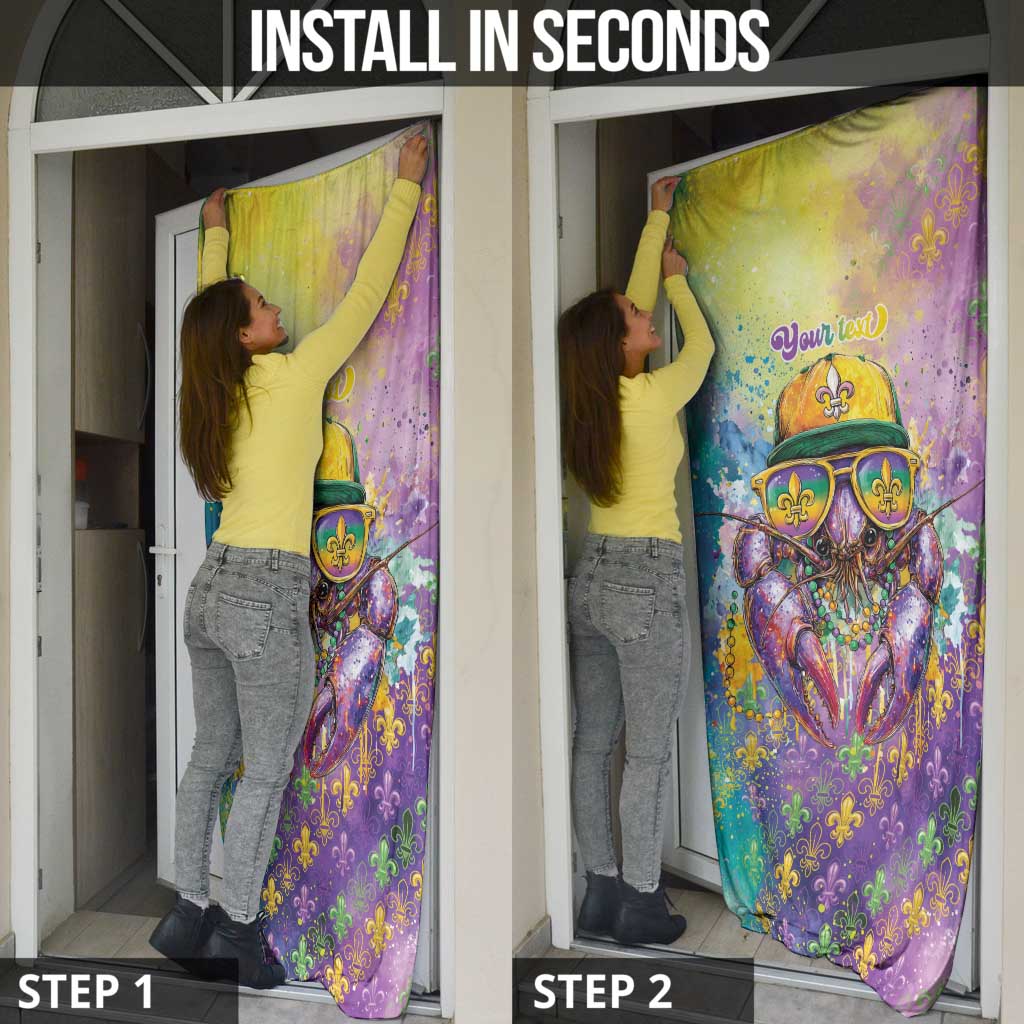 Mardi Gras Crawfish Personalized Door Cover NOLA Fat Tuesday Drip Art - Wonder Print Shop