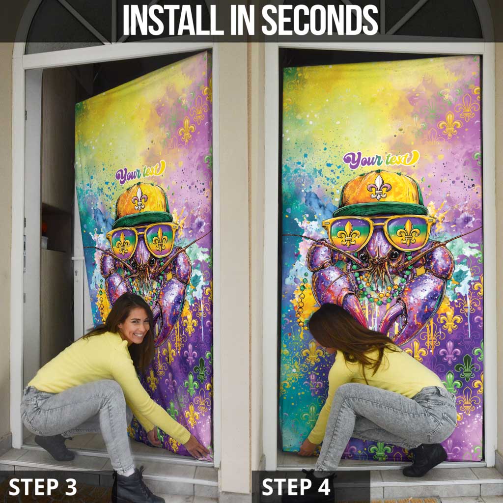 Mardi Gras Crawfish Personalized Door Cover NOLA Fat Tuesday Drip Art - Wonder Print Shop