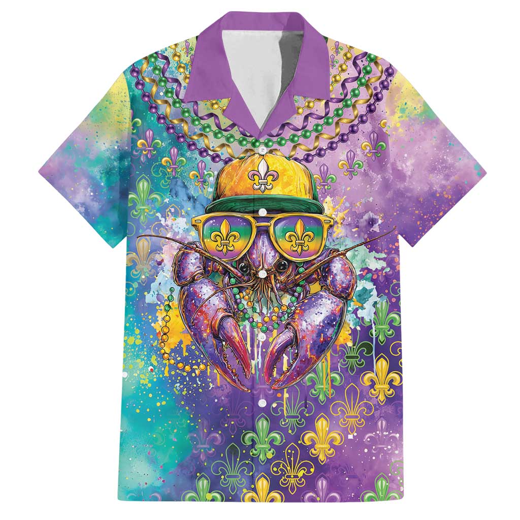 Mardi Gras Crawfish Personalized Family Matching Long Sleeve Bodycon Dress and Hawaiian Shirt NOLA Fat Tuesday Drip Art - Wonder Print Shop