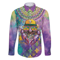 Mardi Gras Crawfish Personalized Family Matching Long Sleeve Bodycon Dress and Hawaiian Shirt NOLA Fat Tuesday Drip Art - Wonder Print Shop
