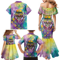 Mardi Gras Crawfish Personalized Family Matching Mermaid Dress and Hawaiian Shirt NOLA Fat Tuesday Drip Art - Wonder Print Shop