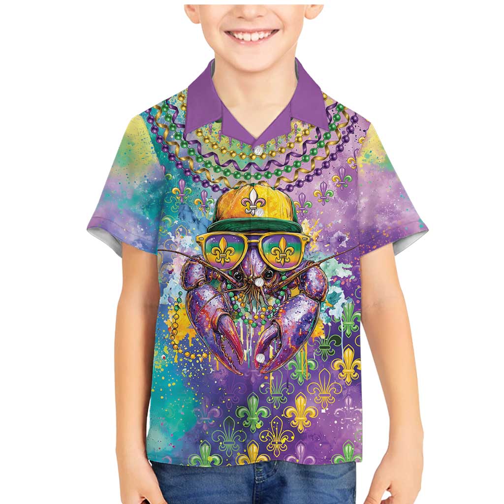 Mardi Gras Crawfish Personalized Family Matching Mermaid Dress and Hawaiian Shirt NOLA Fat Tuesday Drip Art - Wonder Print Shop