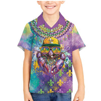Mardi Gras Crawfish Personalized Family Matching Mermaid Dress and Hawaiian Shirt NOLA Fat Tuesday Drip Art - Wonder Print Shop