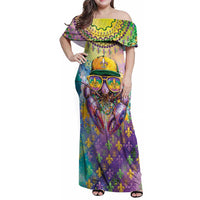 Mardi Gras Crawfish Personalized Family Matching Off Shoulder Maxi Dress and Hawaiian Shirt NOLA Fat Tuesday Drip Art - Wonder Print Shop