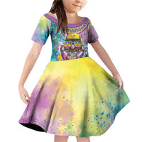 Mardi Gras Crawfish Personalized Family Matching Off Shoulder Short Dress and Hawaiian Shirt NOLA Fat Tuesday Drip Art - Wonder Print Shop
