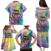 Mardi Gras Crawfish Personalized Family Matching Puletasi and Hawaiian Shirt NOLA Fat Tuesday Drip Art - Wonder Print Shop