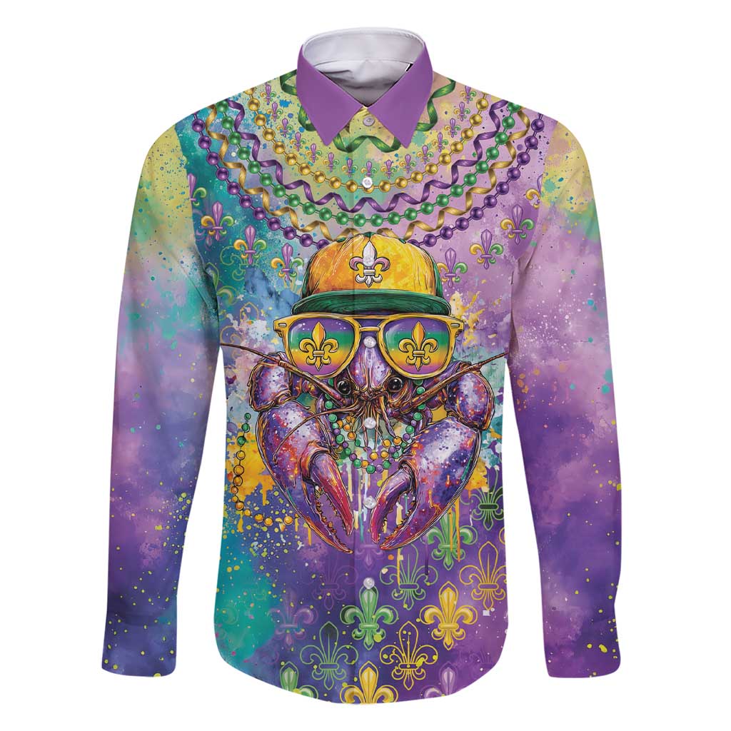 Mardi Gras Crawfish Personalized Family Matching Short Sleeve Bodycon Dress and Hawaiian Shirt NOLA Fat Tuesday Drip Art - Wonder Print Shop