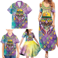 Mardi Gras Crawfish Personalized Family Matching Summer Maxi Dress and Hawaiian Shirt NOLA Fat Tuesday Drip Art - Wonder Print Shop