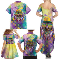 Mardi Gras Crawfish Personalized Family Matching Summer Maxi Dress and Hawaiian Shirt NOLA Fat Tuesday Drip Art - Wonder Print Shop
