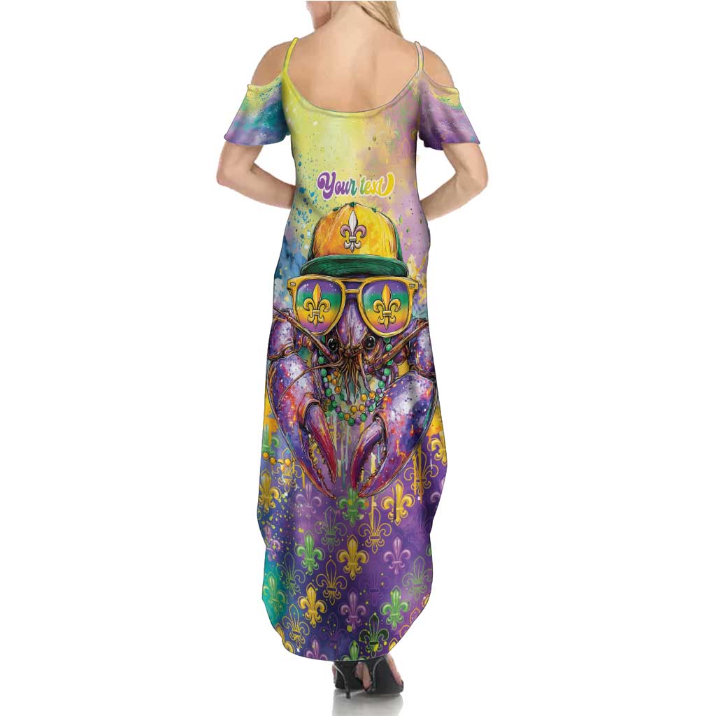 Mardi Gras Crawfish Personalized Family Matching Summer Maxi Dress and Hawaiian Shirt NOLA Fat Tuesday Drip Art - Wonder Print Shop