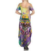 Mardi Gras Crawfish Personalized Family Matching Summer Maxi Dress and Hawaiian Shirt NOLA Fat Tuesday Drip Art - Wonder Print Shop