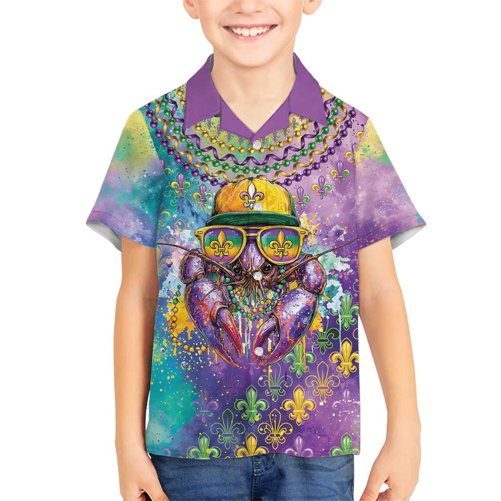 Mardi Gras Crawfish Personalized Family Matching Summer Maxi Dress and Hawaiian Shirt NOLA Fat Tuesday Drip Art - Wonder Print Shop