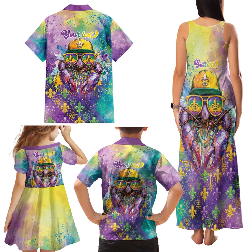 Mardi Gras Crawfish Personalized Family Matching Tank Maxi Dress and Hawaiian Shirt NOLA Fat Tuesday Drip Art - Wonder Print Shop