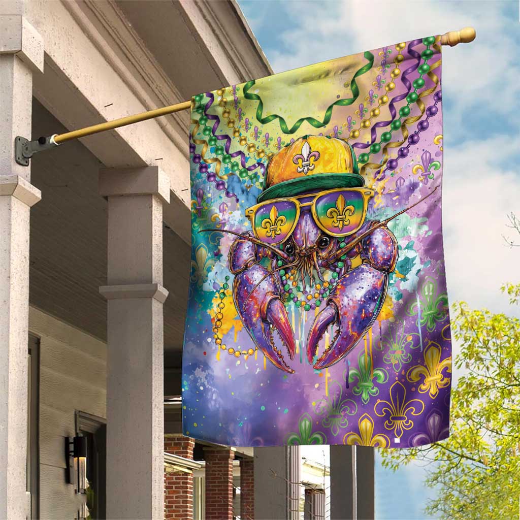 Mardi Gras Crawfish Garden Flag NOLA Fat Tuesday Drip Art - Wonder Print Shop