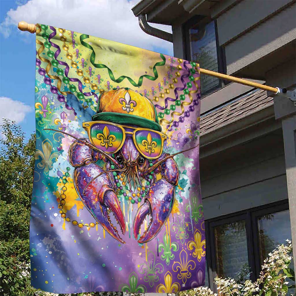Mardi Gras Crawfish Garden Flag NOLA Fat Tuesday Drip Art - Wonder Print Shop