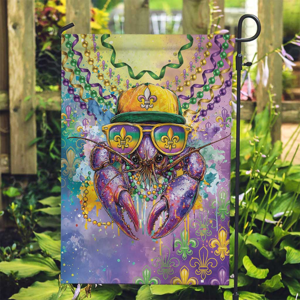 Mardi Gras Crawfish Garden Flag NOLA Fat Tuesday Drip Art - Wonder Print Shop
