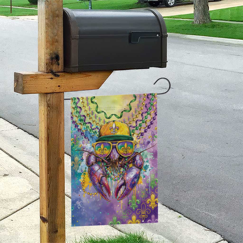 Mardi Gras Crawfish Garden Flag NOLA Fat Tuesday Drip Art - Wonder Print Shop
