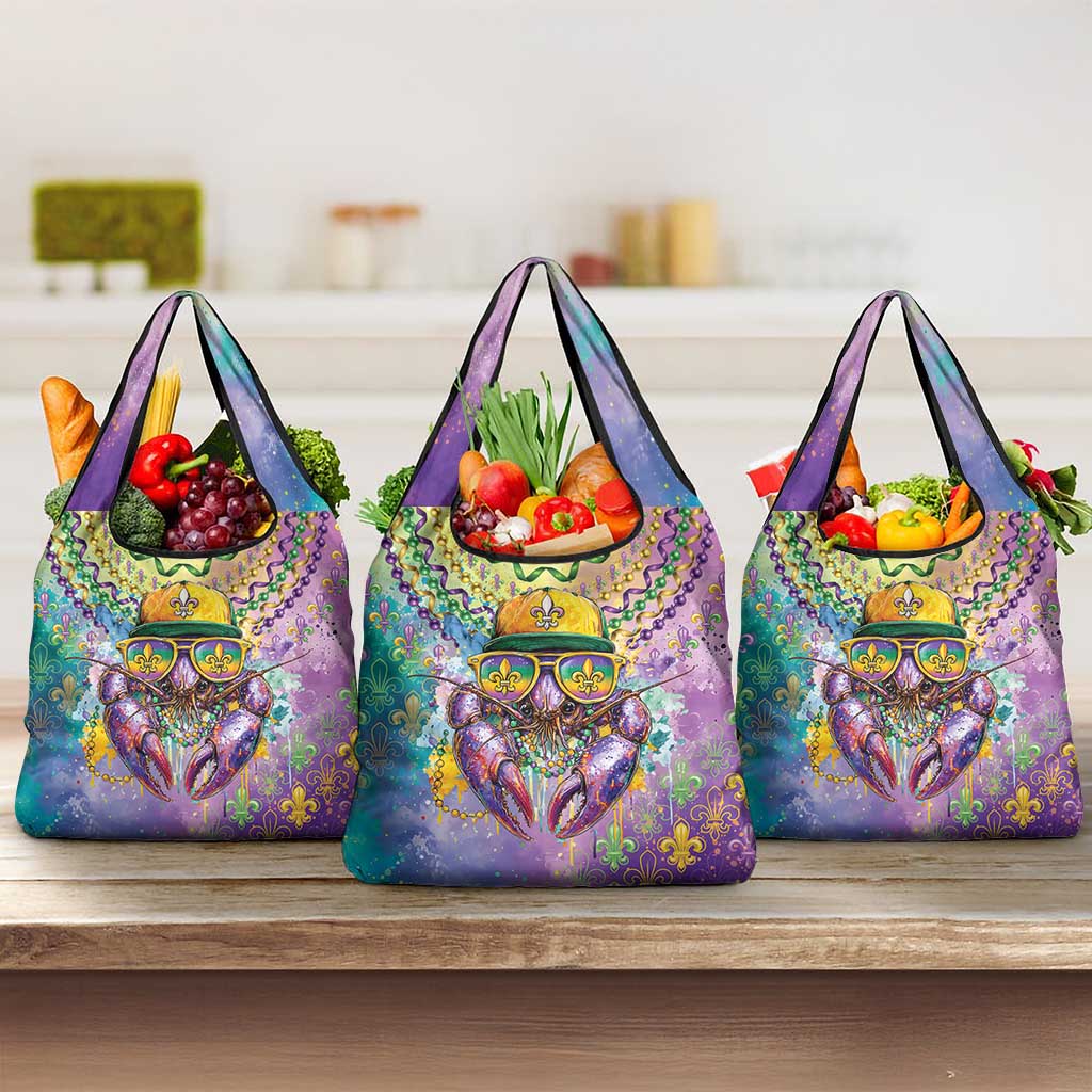 Mardi Gras Crawfish Grocery Bag NOLA Fat Tuesday Drip Art - Wonder Print Shop