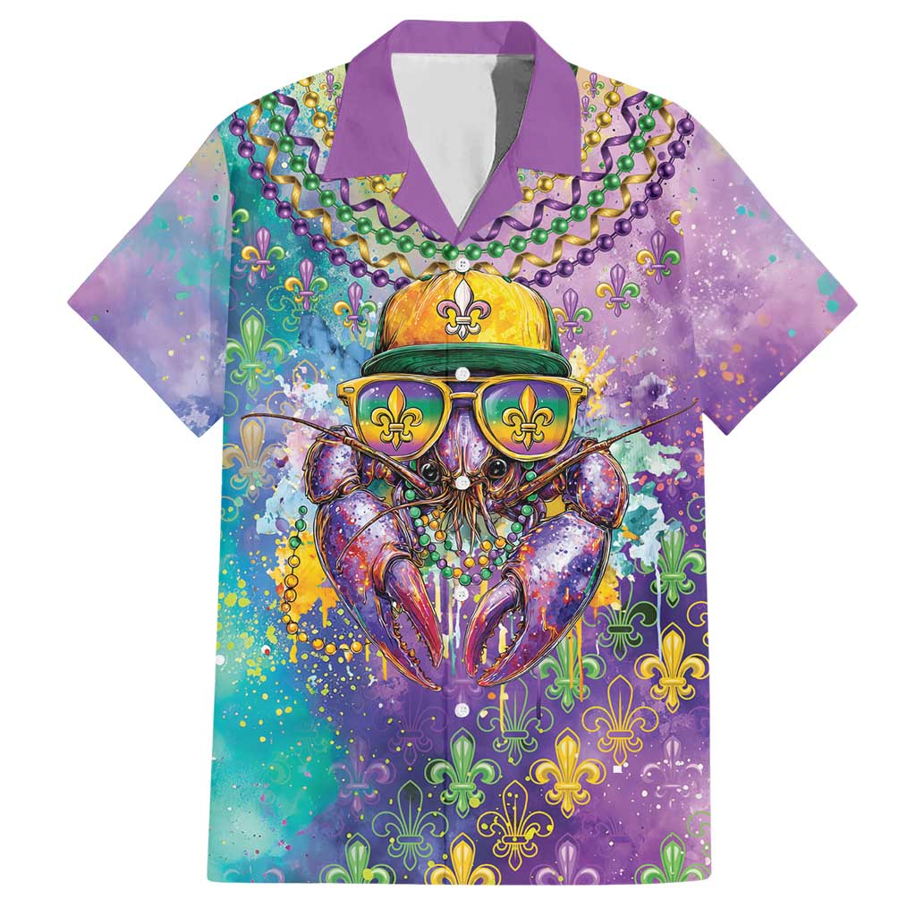 Mardi Gras Crawfish Personalized Hawaiian Shirt NOLA Fat Tuesday Drip Art - Wonder Print Shop