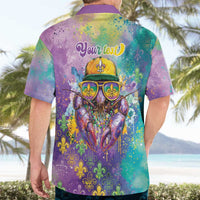 Mardi Gras Crawfish Personalized Hawaiian Shirt NOLA Fat Tuesday Drip Art - Wonder Print Shop