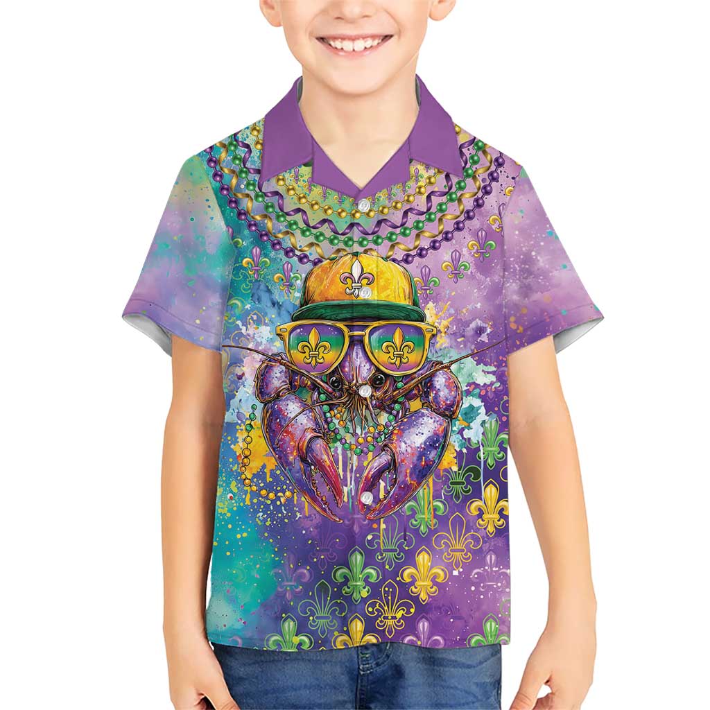 Mardi Gras Crawfish Personalized Hawaiian Shirt NOLA Fat Tuesday Drip Art - Wonder Print Shop