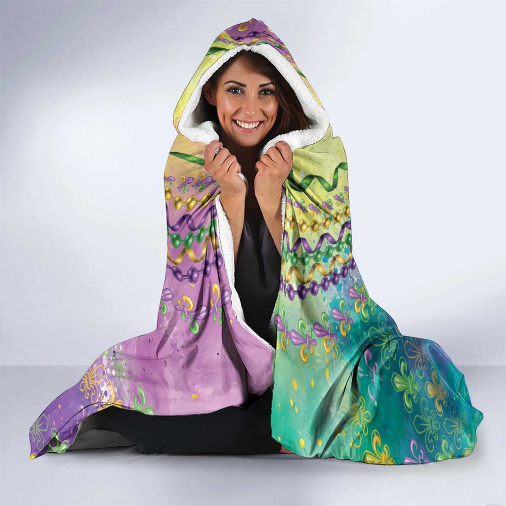 Mardi Gras Crawfish Hooded Blanket NOLA Fat Tuesday Drip Art - Wonder Print Shop