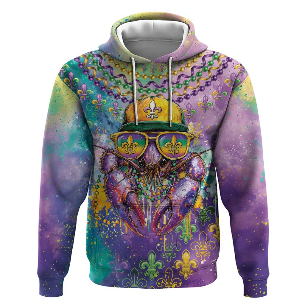 Mardi Gras Crawfish Personalized Hoodie NOLA Fat Tuesday Drip Art - Wonder Print Shop