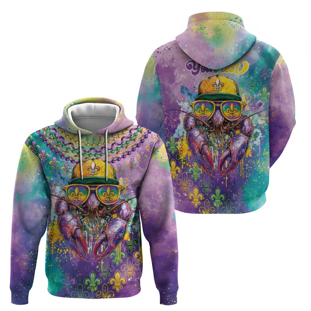 Mardi Gras Crawfish Personalized Hoodie NOLA Fat Tuesday Drip Art - Wonder Print Shop