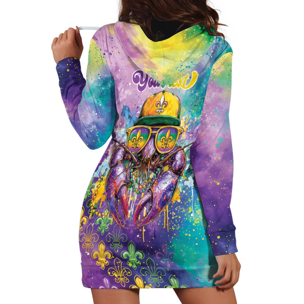 Mardi Gras Crawfish Personalized Hoodie Dress NOLA Fat Tuesday Drip Art - Wonder Print Shop
