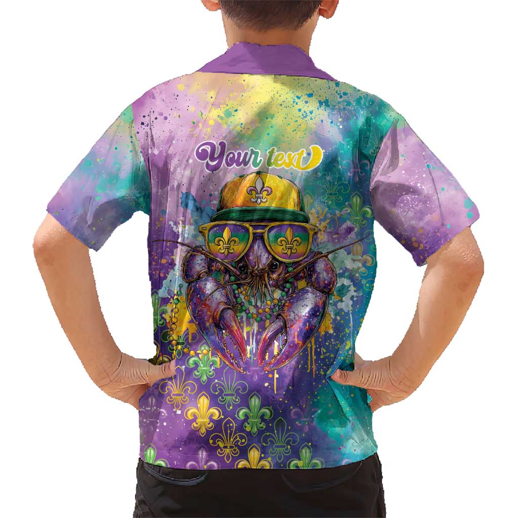 Mardi Gras Crawfish Personalized Kid Hawaiian Shirt NOLA Fat Tuesday Drip Art - Wonder Print Shop