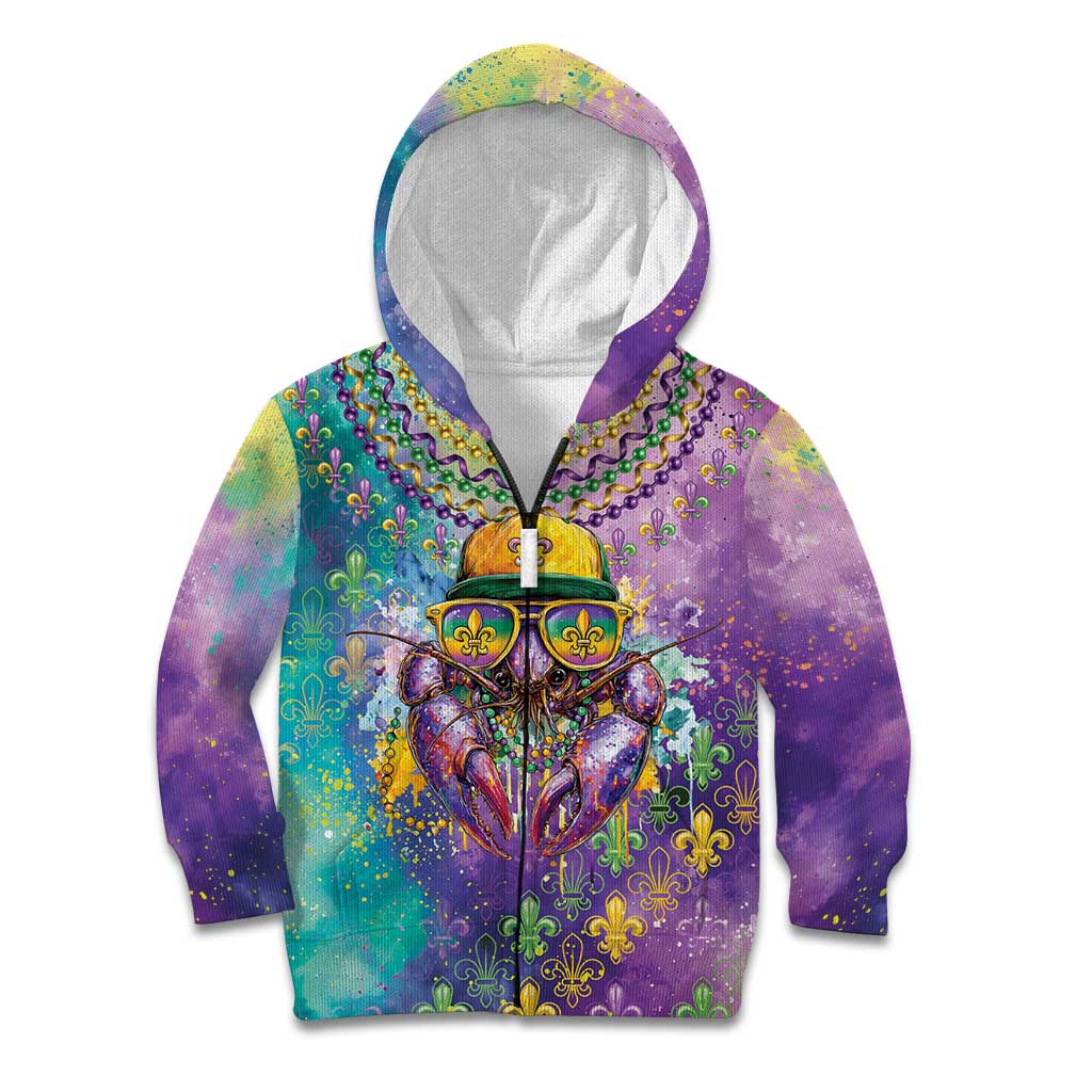 Mardi Gras Crawfish Personalized Kid Hoodie NOLA Fat Tuesday Drip Art - Wonder Print Shop
