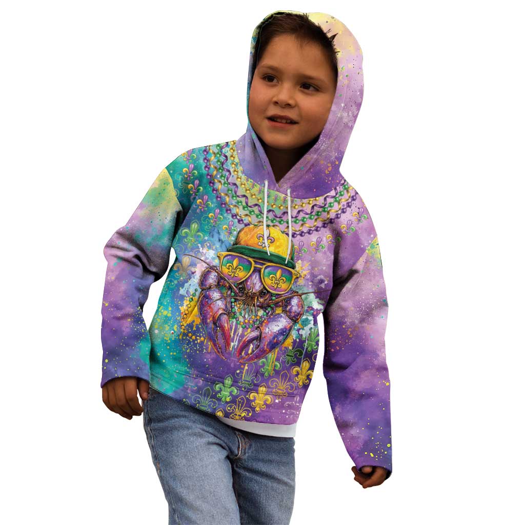 Mardi Gras Crawfish Personalized Kid Hoodie NOLA Fat Tuesday Drip Art - Wonder Print Shop