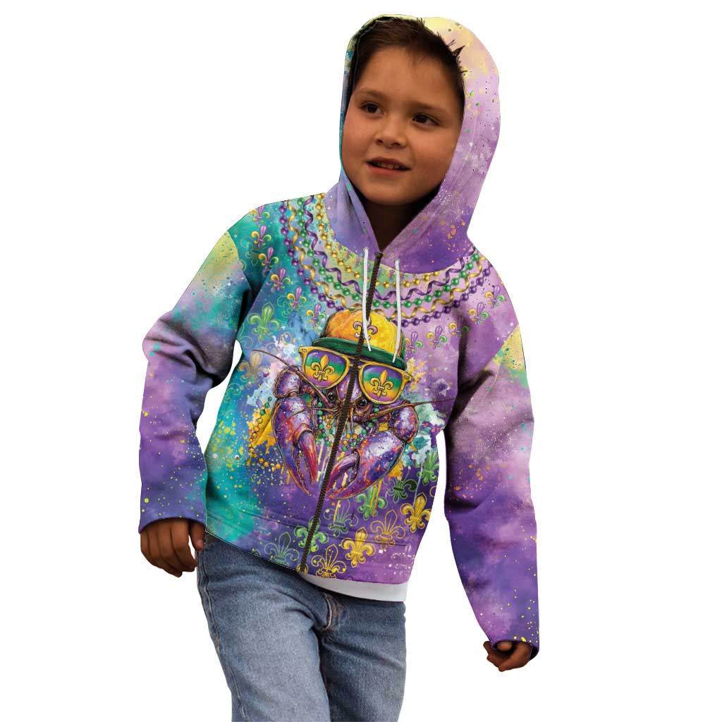 Mardi Gras Crawfish Personalized Kid Hoodie NOLA Fat Tuesday Drip Art - Wonder Print Shop