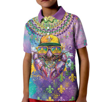 Mardi Gras Crawfish Personalized Kid Polo Shirt NOLA Fat Tuesday Drip Art - Wonder Print Shop