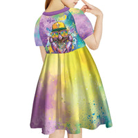 Mardi Gras Crawfish Personalized Kid Short Sleeve Dress NOLA Fat Tuesday Drip Art - Wonder Print Shop