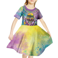 Mardi Gras Crawfish Personalized Kid Short Sleeve Dress NOLA Fat Tuesday Drip Art - Wonder Print Shop
