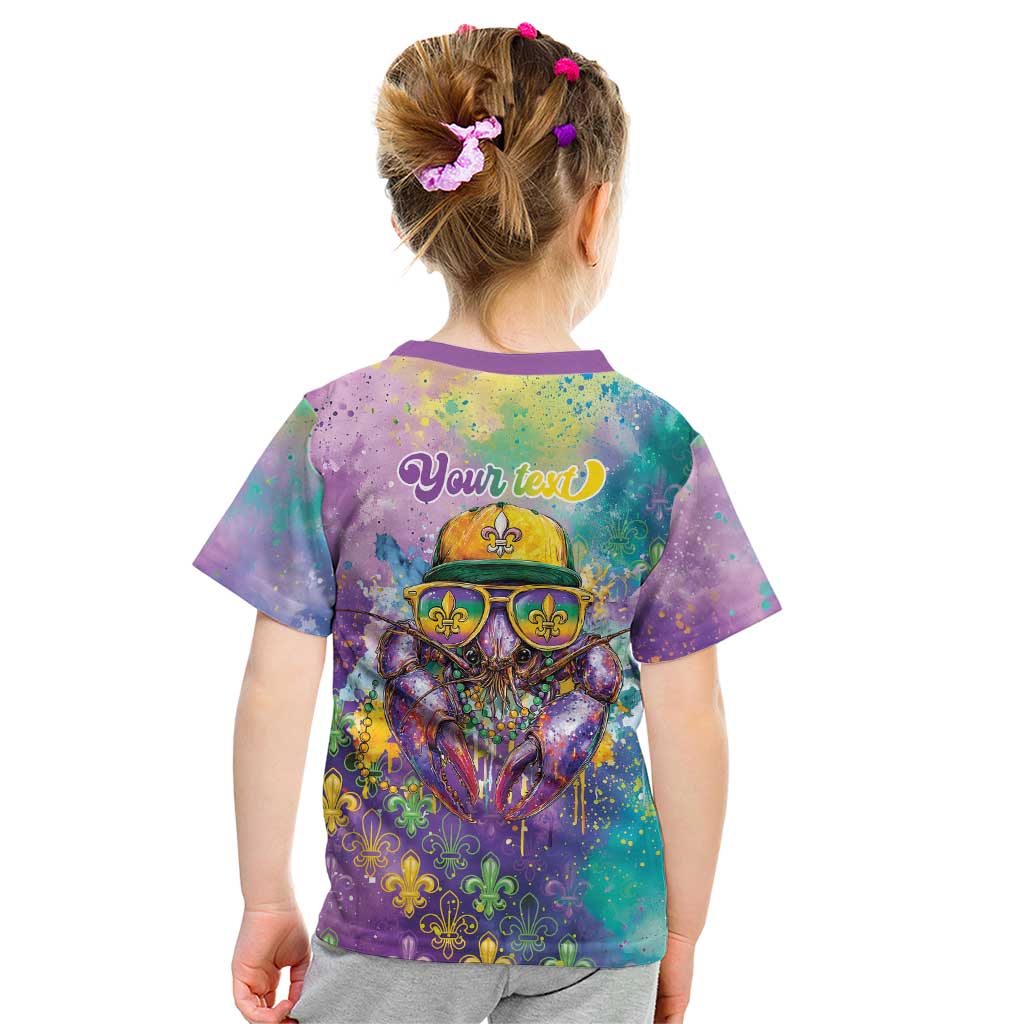 Mardi Gras Crawfish Personalized Kid T Shirt NOLA Fat Tuesday Drip Art - Wonder Print Shop