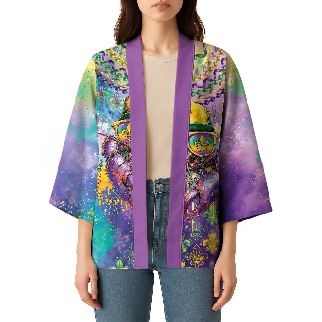 Mardi Gras Crawfish Personalized Kimono NOLA Fat Tuesday Drip Art - Wonder Print Shop
