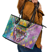 Mardi Gras Crawfish Leather Tote Bag NOLA Fat Tuesday Drip Art - Wonder Print Shop