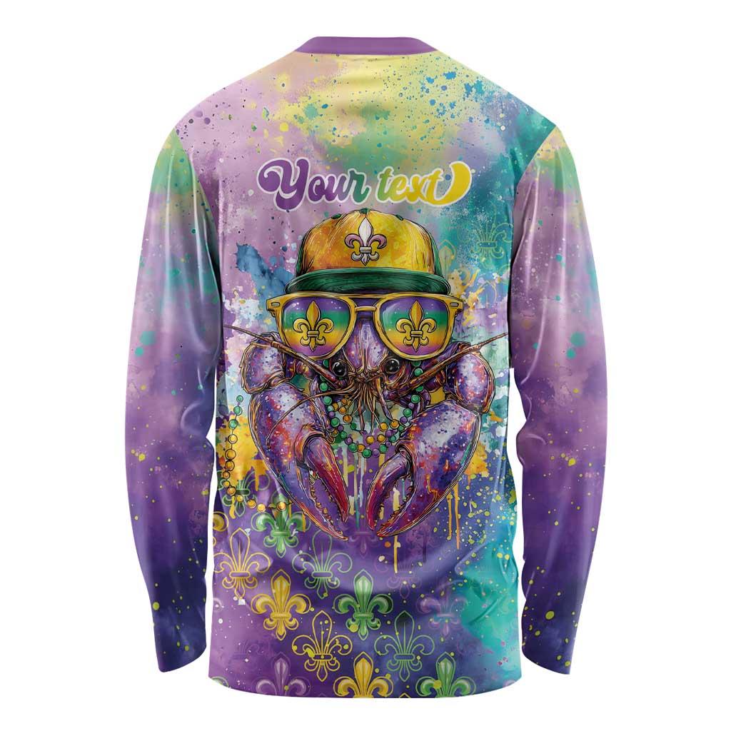 Mardi Gras Crawfish Personalized Long Sleeve Shirt NOLA Fat Tuesday Drip Art - Wonder Print Shop