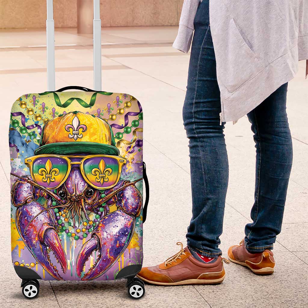 Mardi Gras Crawfish Luggage Cover NOLA Fat Tuesday Drip Art - Wonder Print Shop